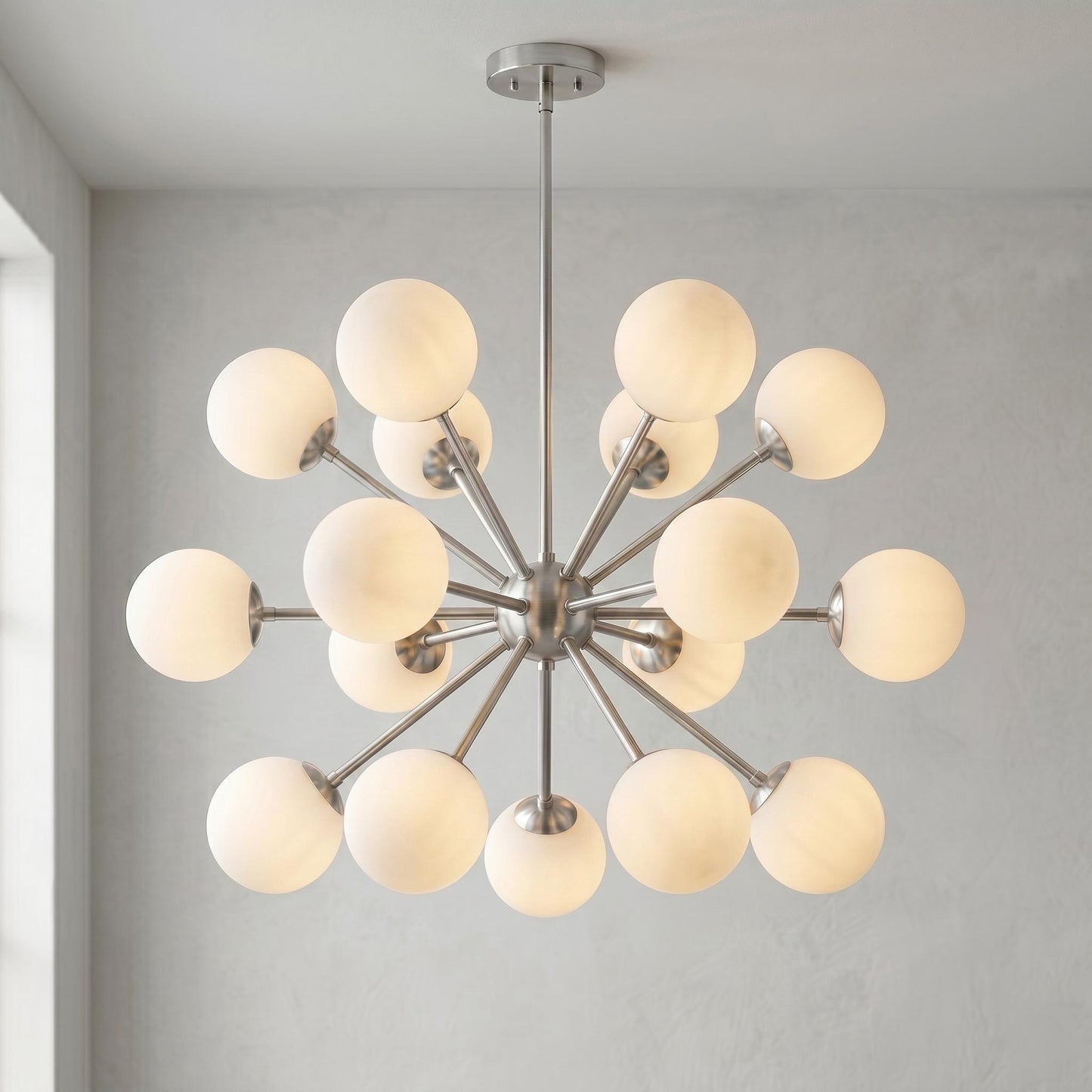 Sputnik Chandelier, 17 Light Globe Chandelier, Mid Century Modern Lighting, Glass Globe Pendant, Modern Brass Chandelier, Ceiling Light