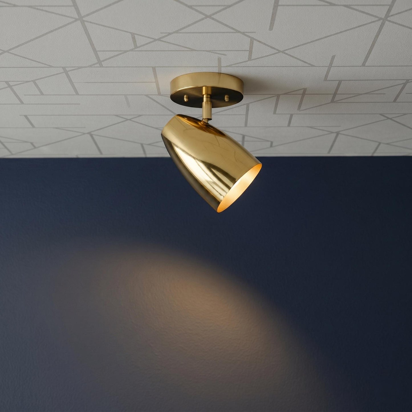Modern Brass Spotlight Ceiling Light – Adjustable Flush Mount Fixture – Minimalist Gold Lamp
