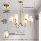 Modern Brass 6-Light Chandelier