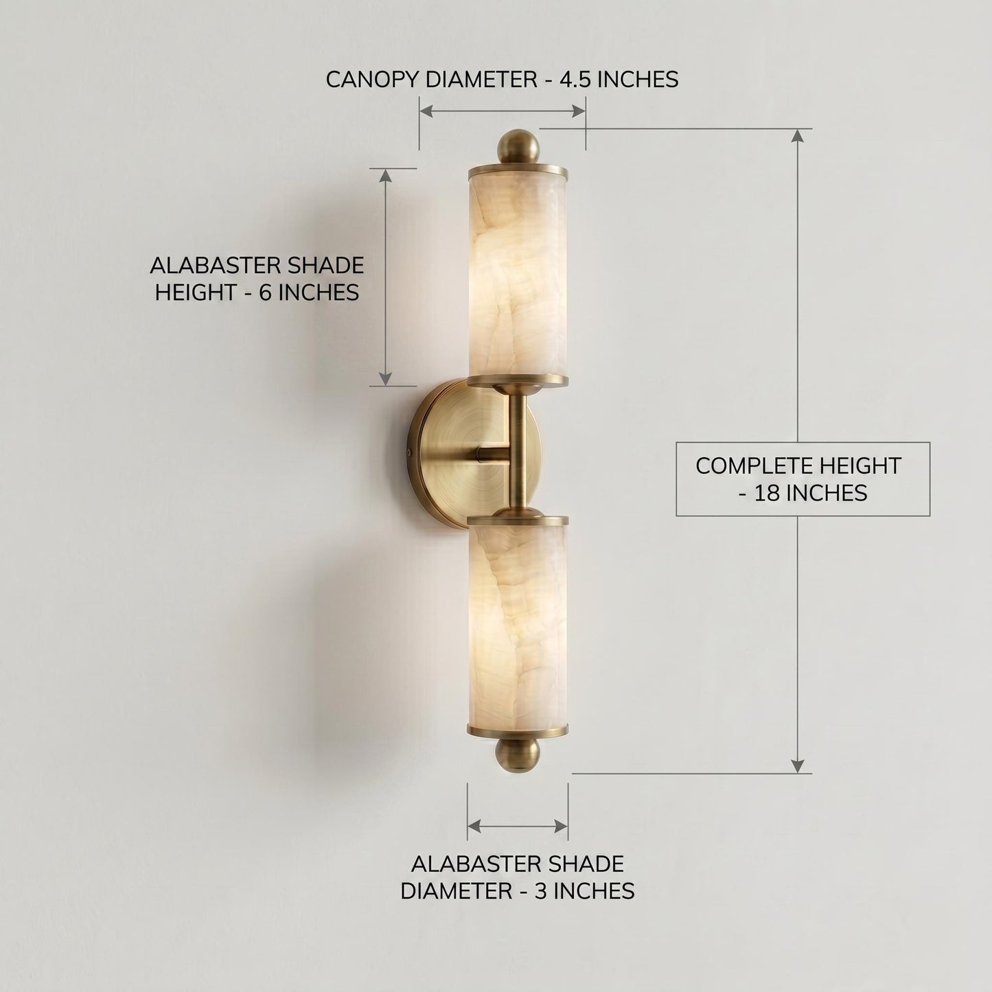 Natural Alabaster Wall Sconce, Brass Wall Light, Double Cylinder Sconce, Luxury Bathroom Vanity Light, Custom Finish Fixture