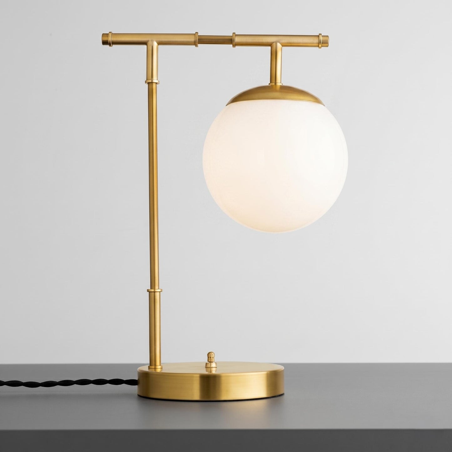 Modern Brass Globe Table Lamp – Frosted Glass Ball, Mid Century Desk Light