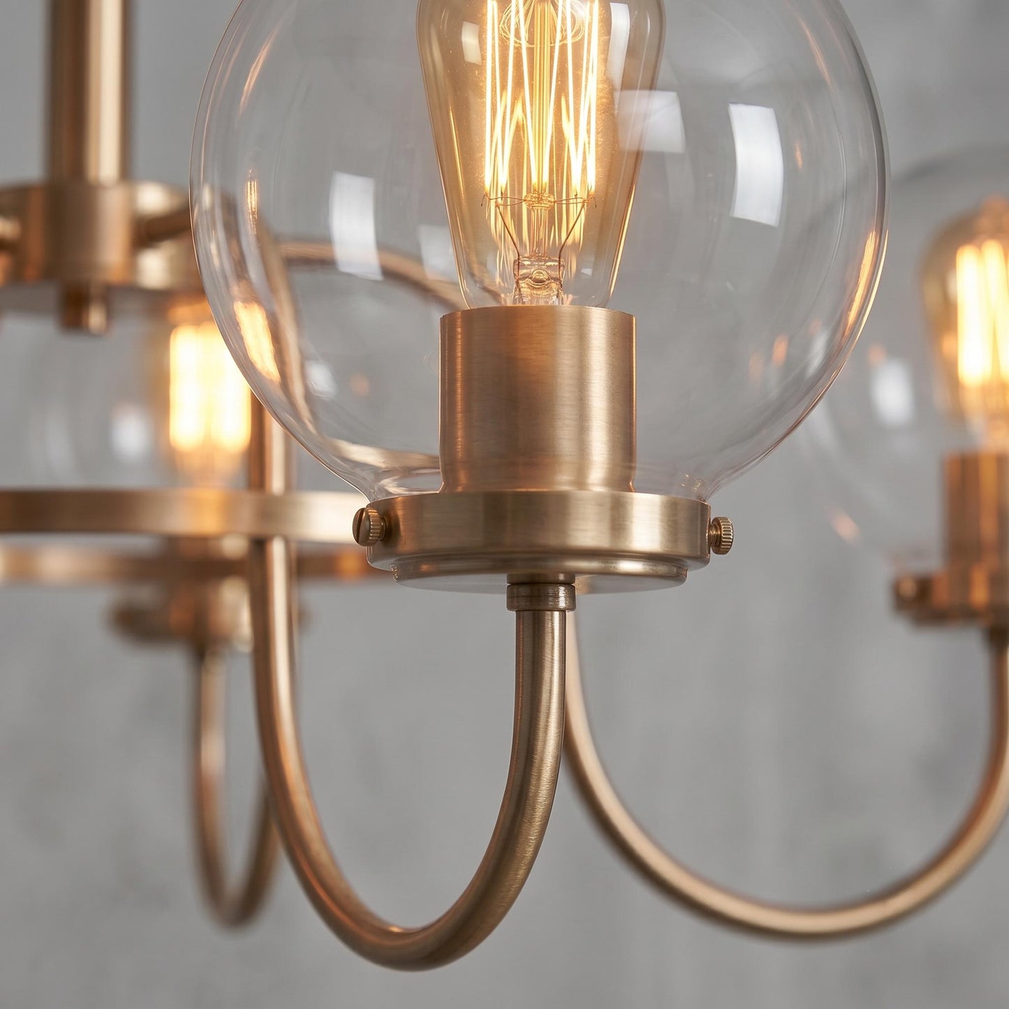 4 Light Globe Chandelier, Brass Ceiling Light, Modern Glass Globe Pendant, Vintage Chandelier, Dining Room Lighting, Mid Century Fixture
