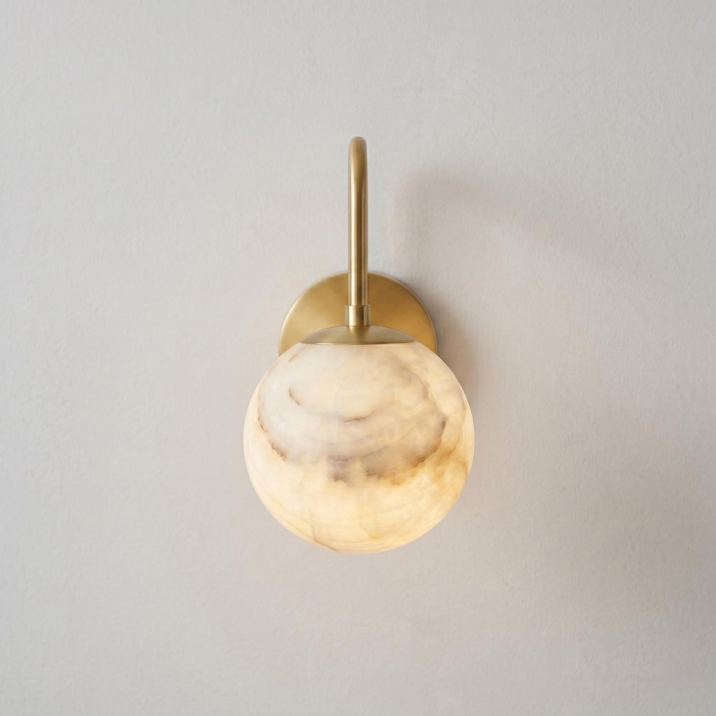 Alabaster Globe Wall Sconce, Brass Wall Light, Luxury Bathroom Vanity Light, Modern Stone Wall Fixture, Custom Finish