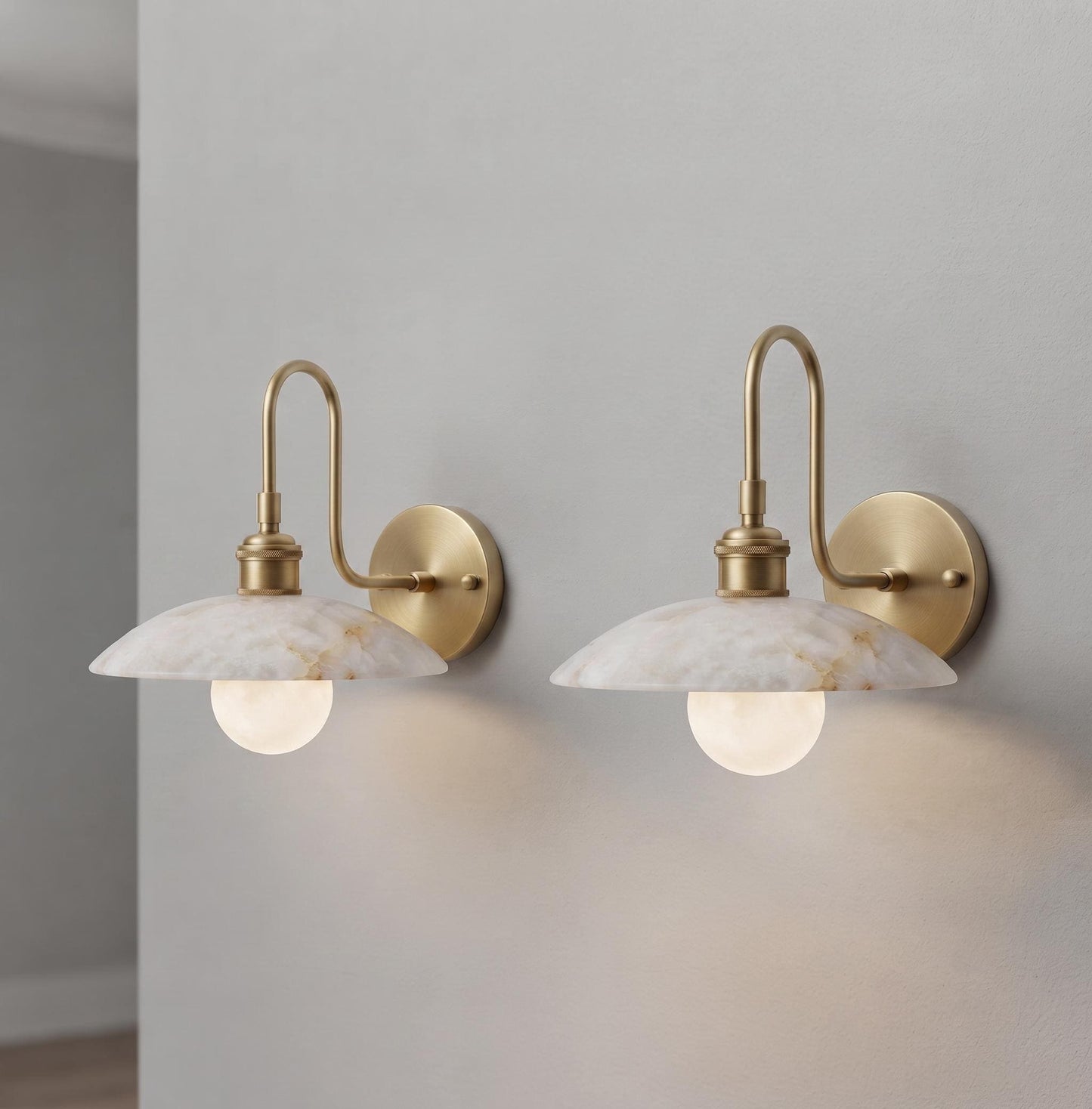 Alabaster Wall Sconce, Brass Wall Lamp, Modern Bathroom Vanity Light, Mid Century Wall Light, Luxury Bedroom Hallway Sconce