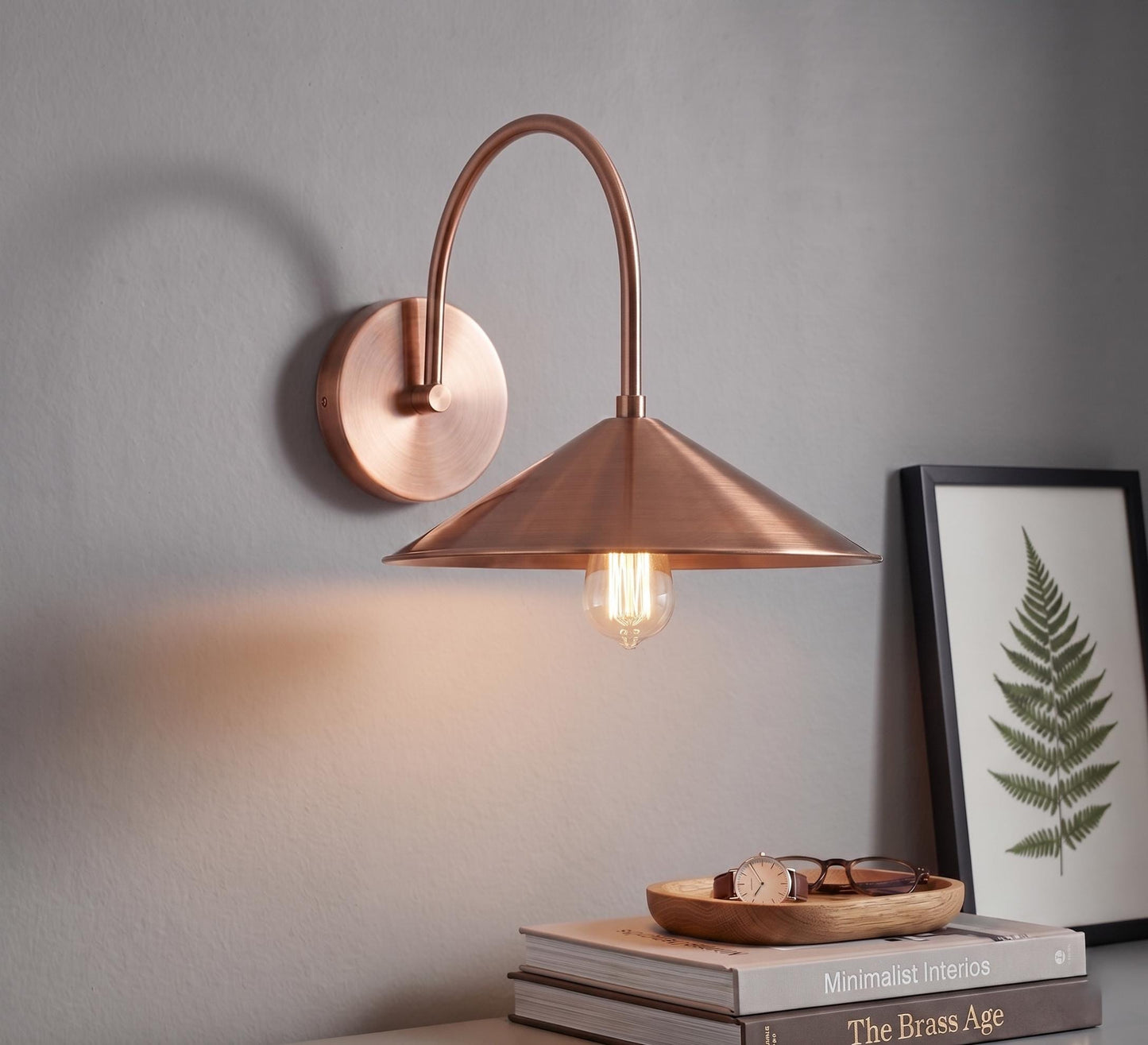 Modern Brass Dome Wall Sconce – 12 Mid Century Industrial Lamp – Kitchen Bedside Lighting Fixture