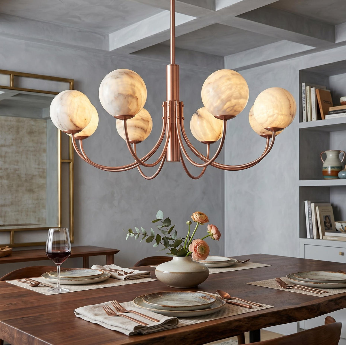 Natural Alabaster Globe Chandelier