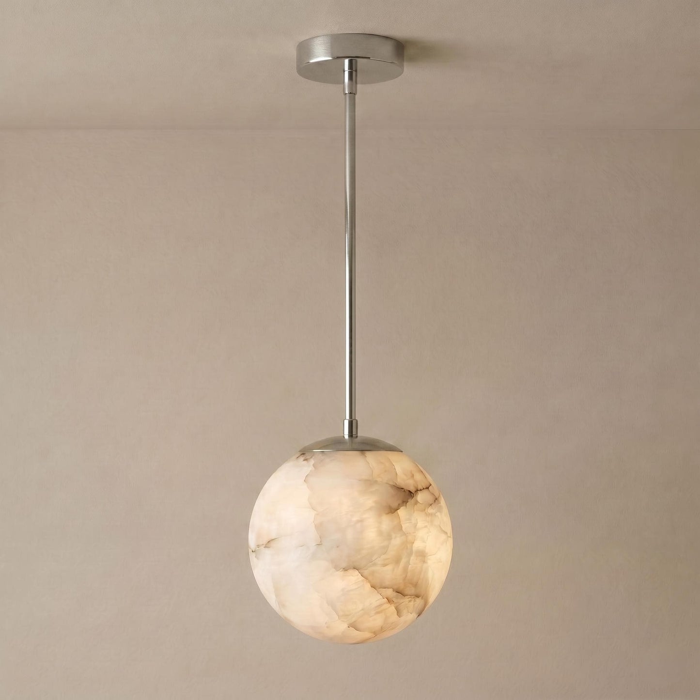 Alabaster Globe Pendant Light, Brass Hanging Lamp, Luxury Kitchen Island Lighting, Modern Stone Pendant, Custom Finish