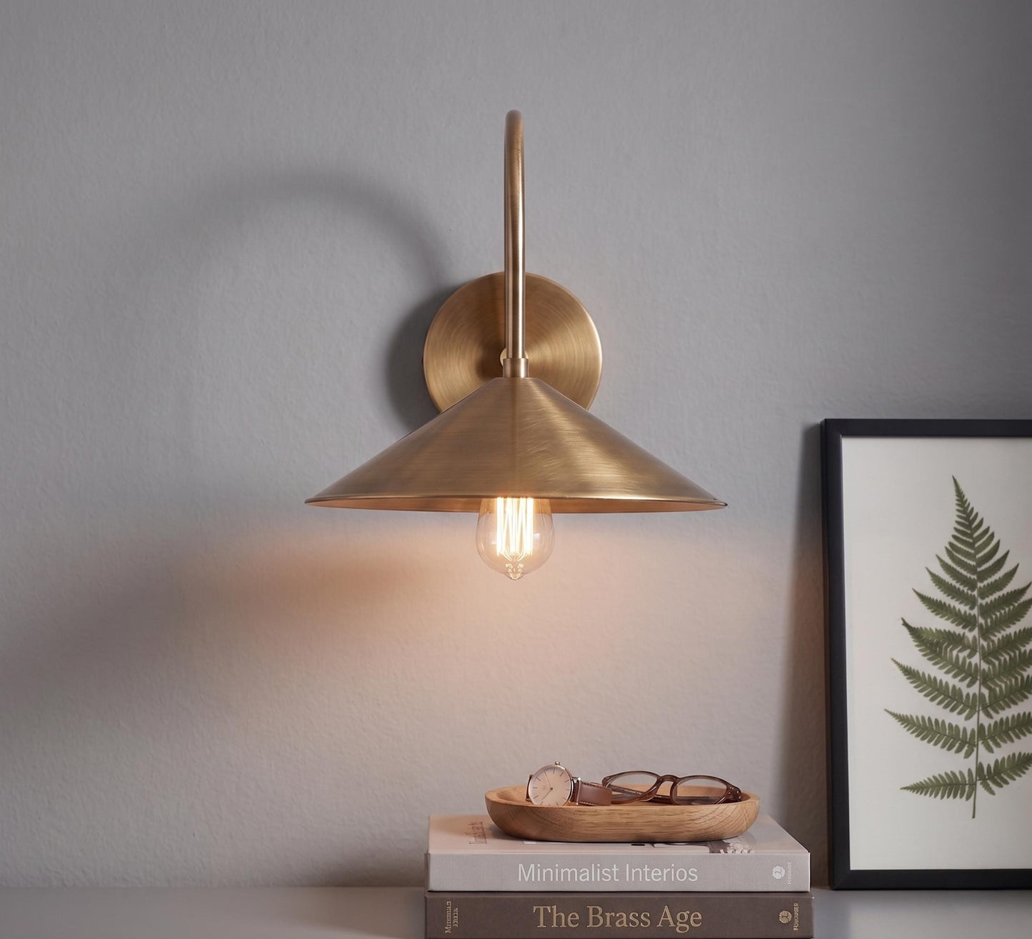 Modern Brass Dome Wall Sconce – 12 Mid Century Industrial Lamp – Kitchen Bedside Lighting Fixture