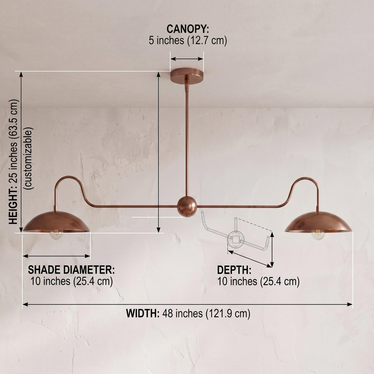 Solid Brass Linear Chandelier