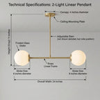 Modern Brass Double Globe Ceiling Light