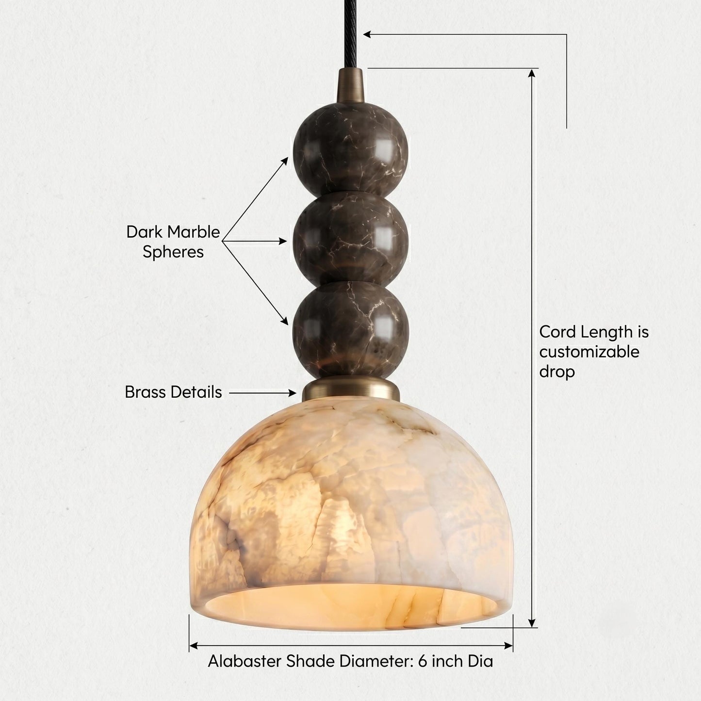 Alabaster Pendant Light, Marble Shade Ceiling Lamp, Brass Pendant Lamp, Modern Stone Hanging Light, Luxury Kitchen Island Lighting