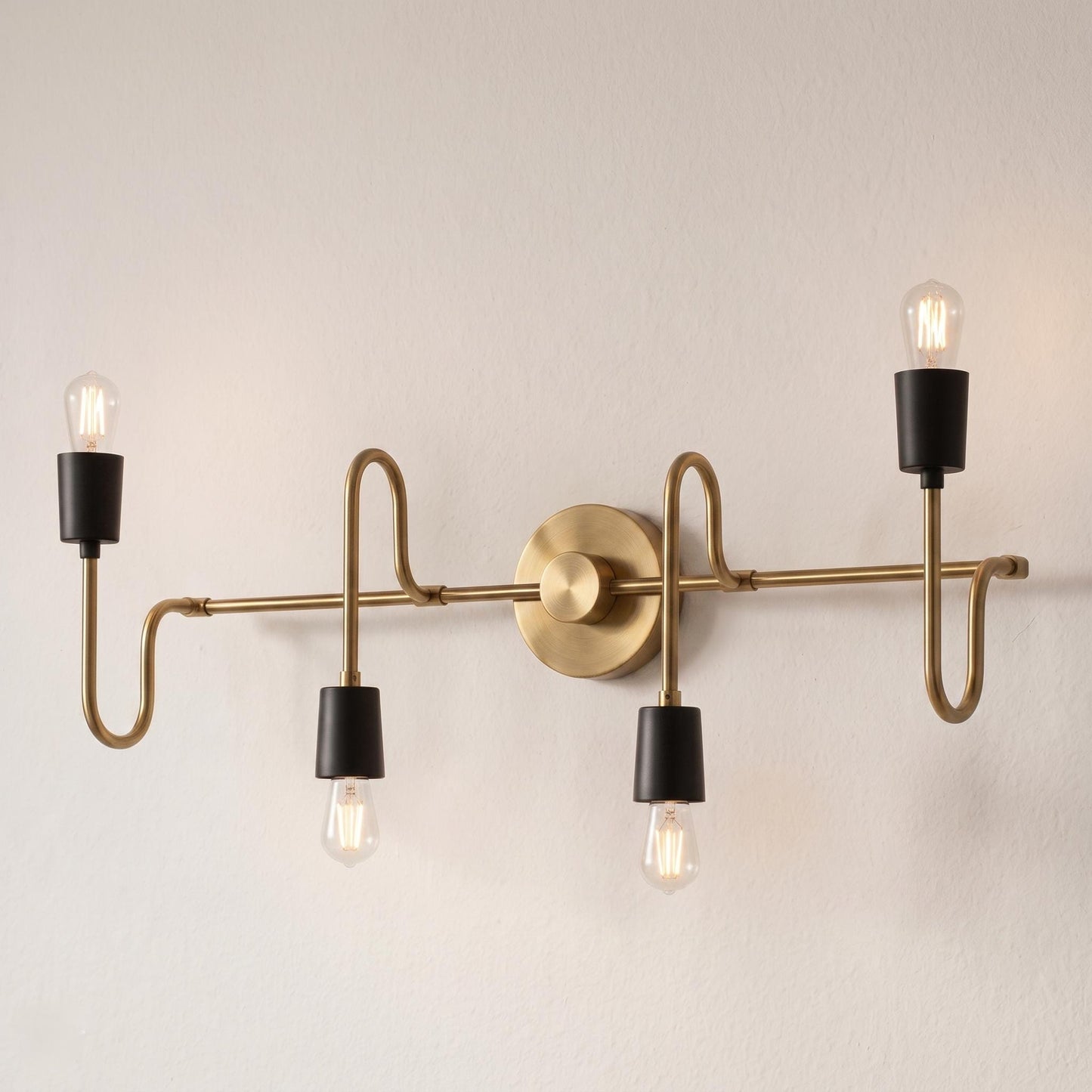 Modern Brass 4-Light Linear Wall Sconce – Industrial Mid-Century Vanity Light