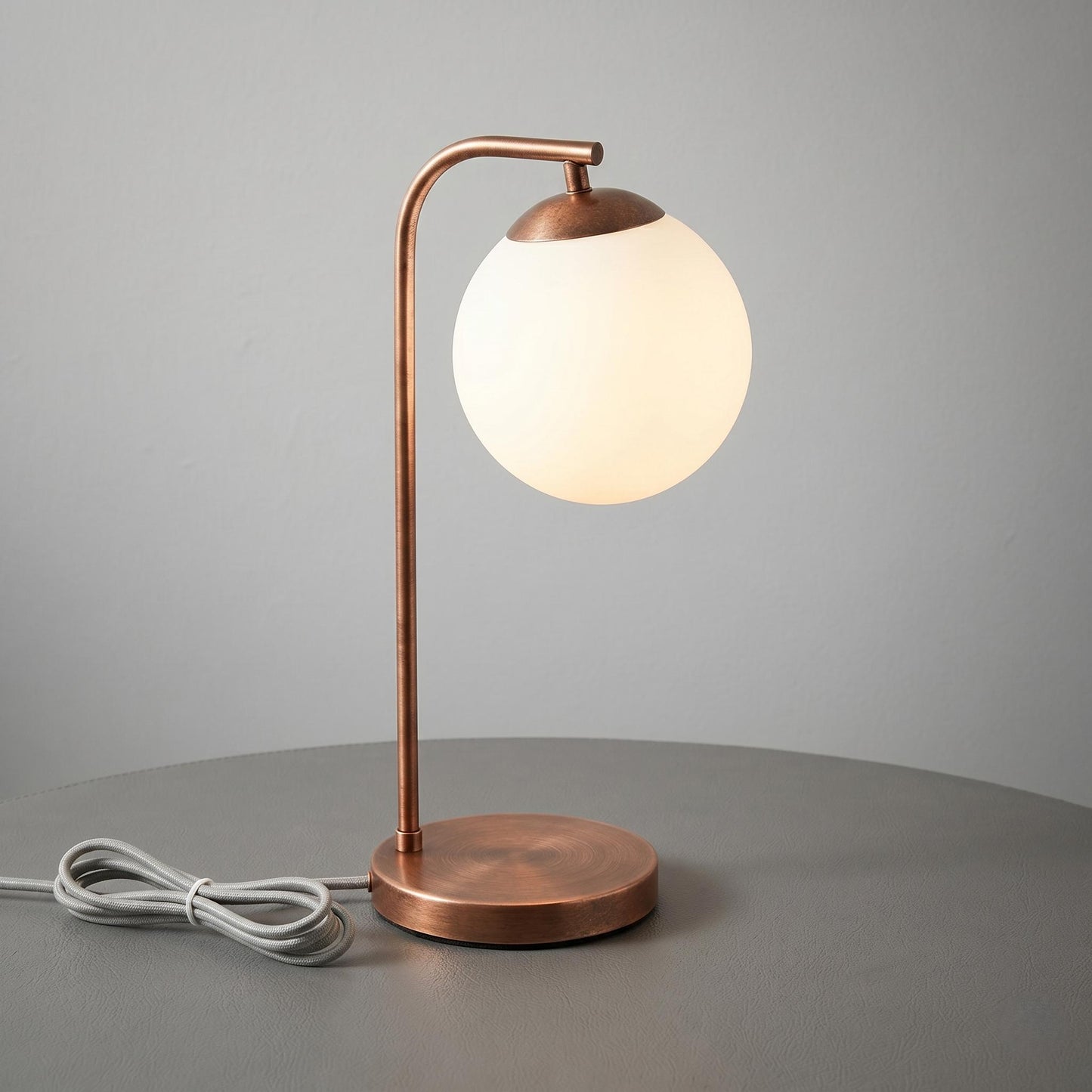 Modern Brass Globe Table Lamp – Frosted Glass Ball, Mid Century Desk Light
