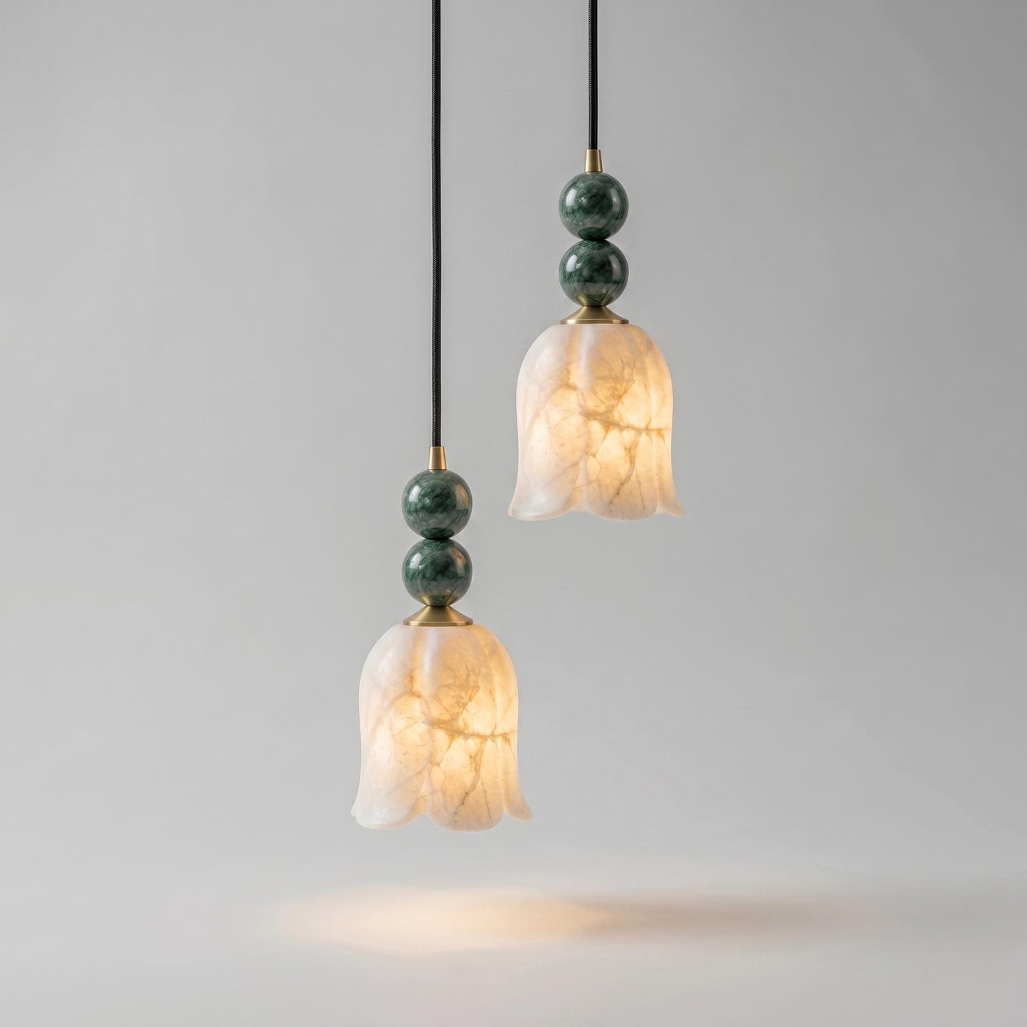 Alabaster Pendant Light, Brass Hanging Lamp, Stone Beaded Pendant, Luxury Kitchen Island Lighting, Custom Fixture
