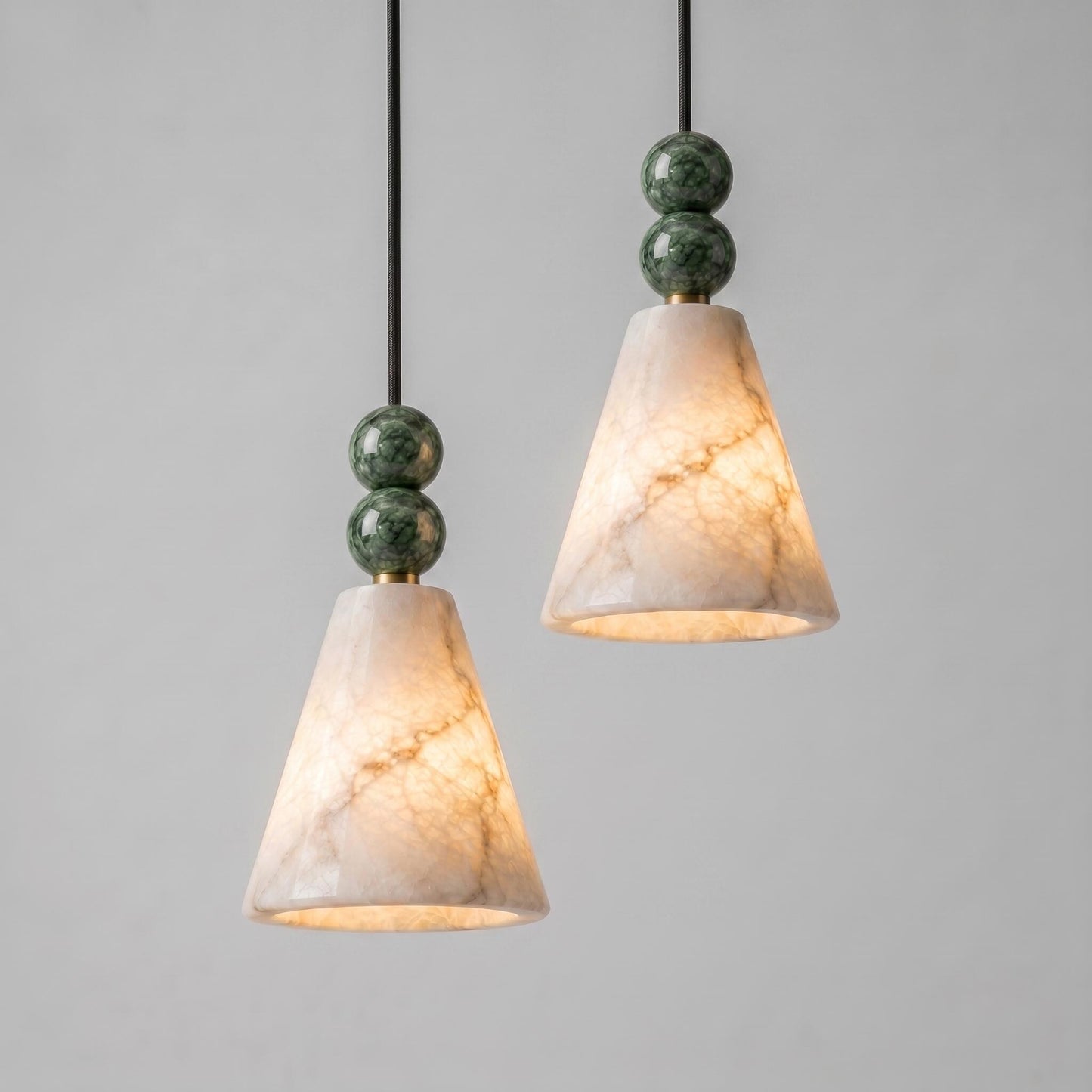 Natural Alabaster Pendant Light, Brass Hanging Lamp, Stone Beaded Pendant, Luxury Kitchen Island Lighting, Custom Fixture