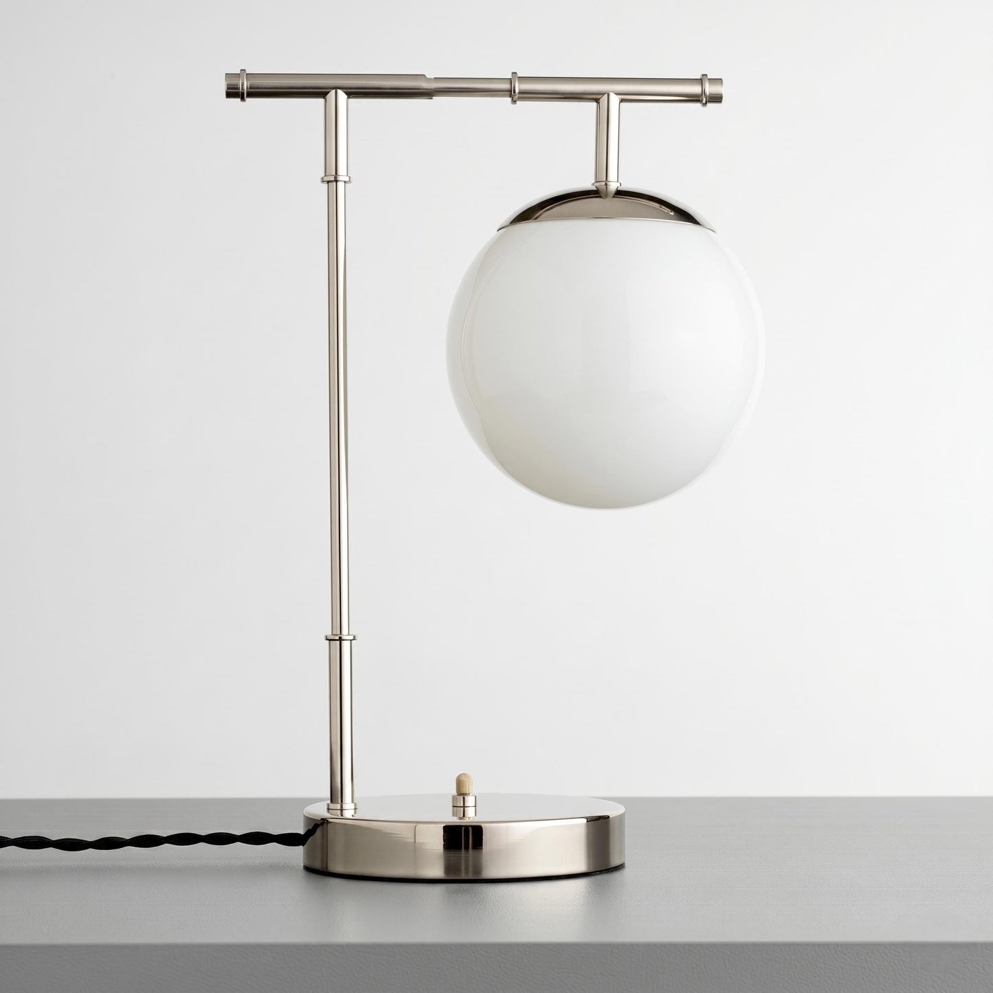 Modern Brass Globe Table Lamp – Frosted Glass Ball, Mid Century Desk Light