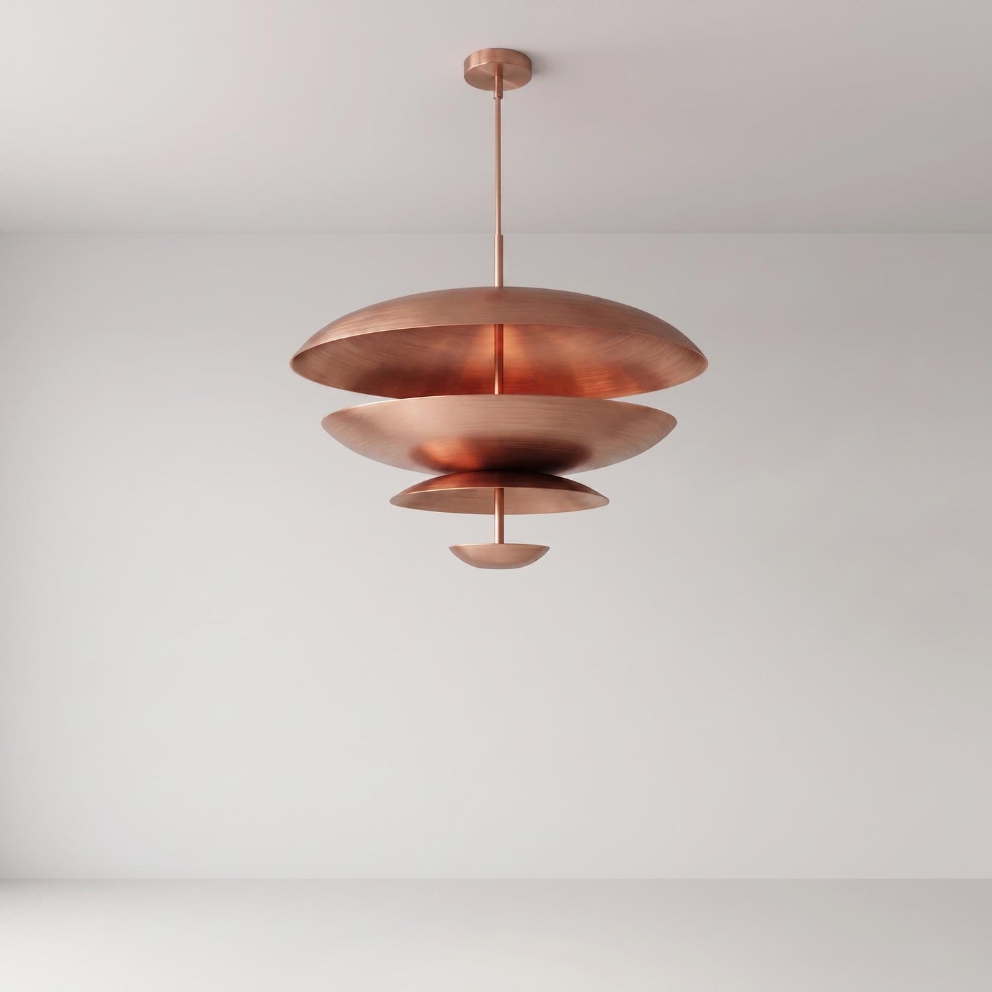 Modern Brass Tiered Chandelier, Mid Century Pendant Light, Sculptural Ceiling Fixture, Luxury Dining Room Lighting