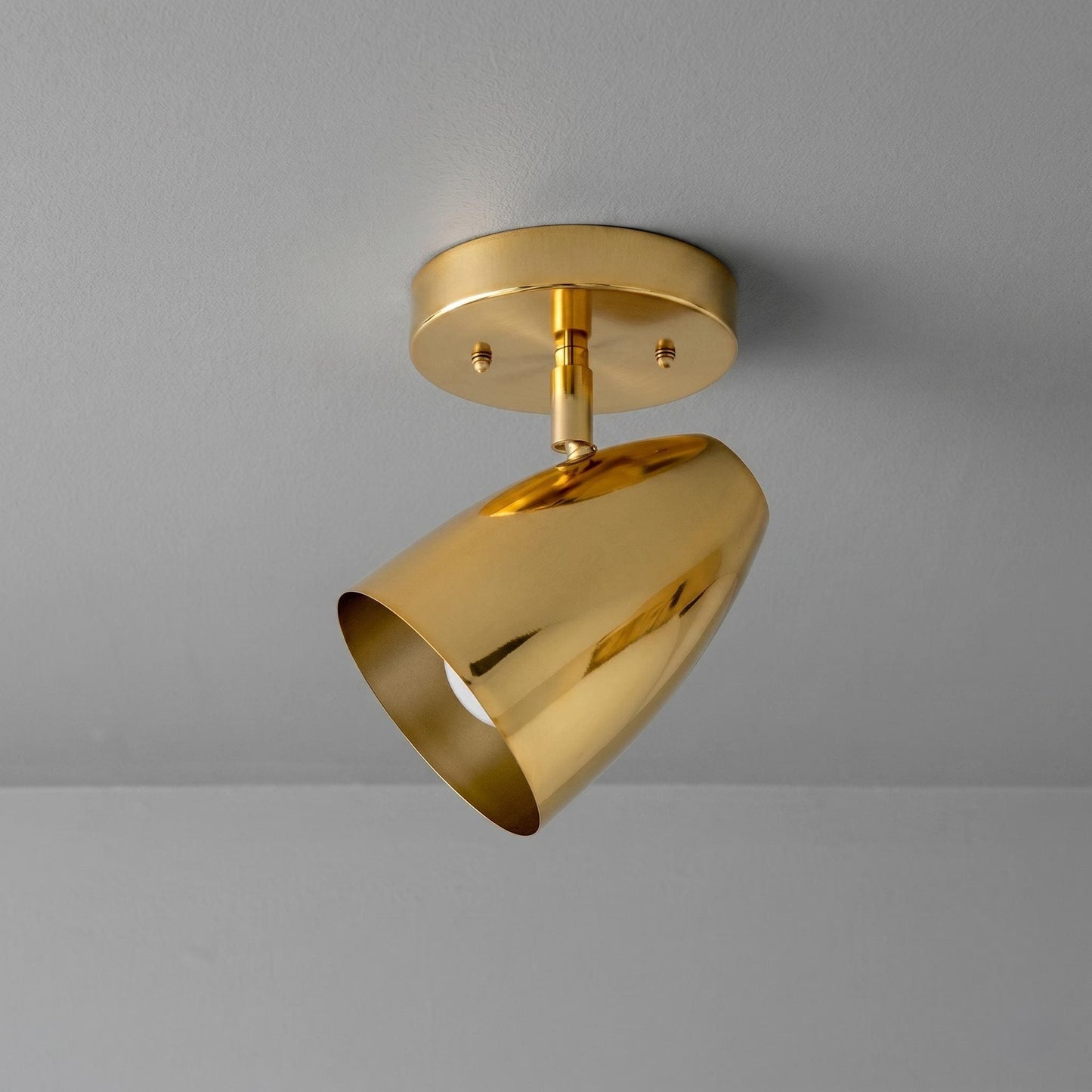 Modern Brass Spotlight Ceiling Light – Adjustable Flush Mount Fixture – Minimalist Gold Lamp