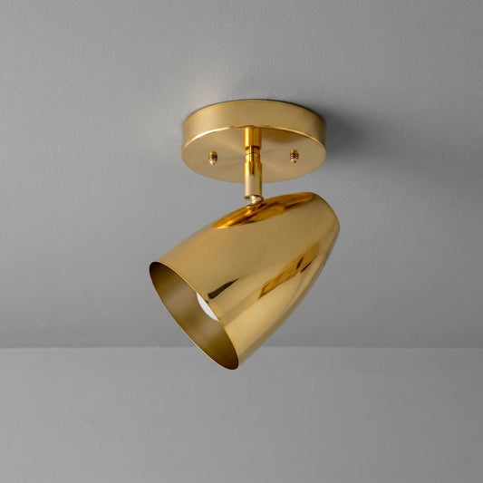 Modern Brass Spotlight Ceiling Light – Adjustable Flush Mount Fixture – Minimalist Gold Lamp