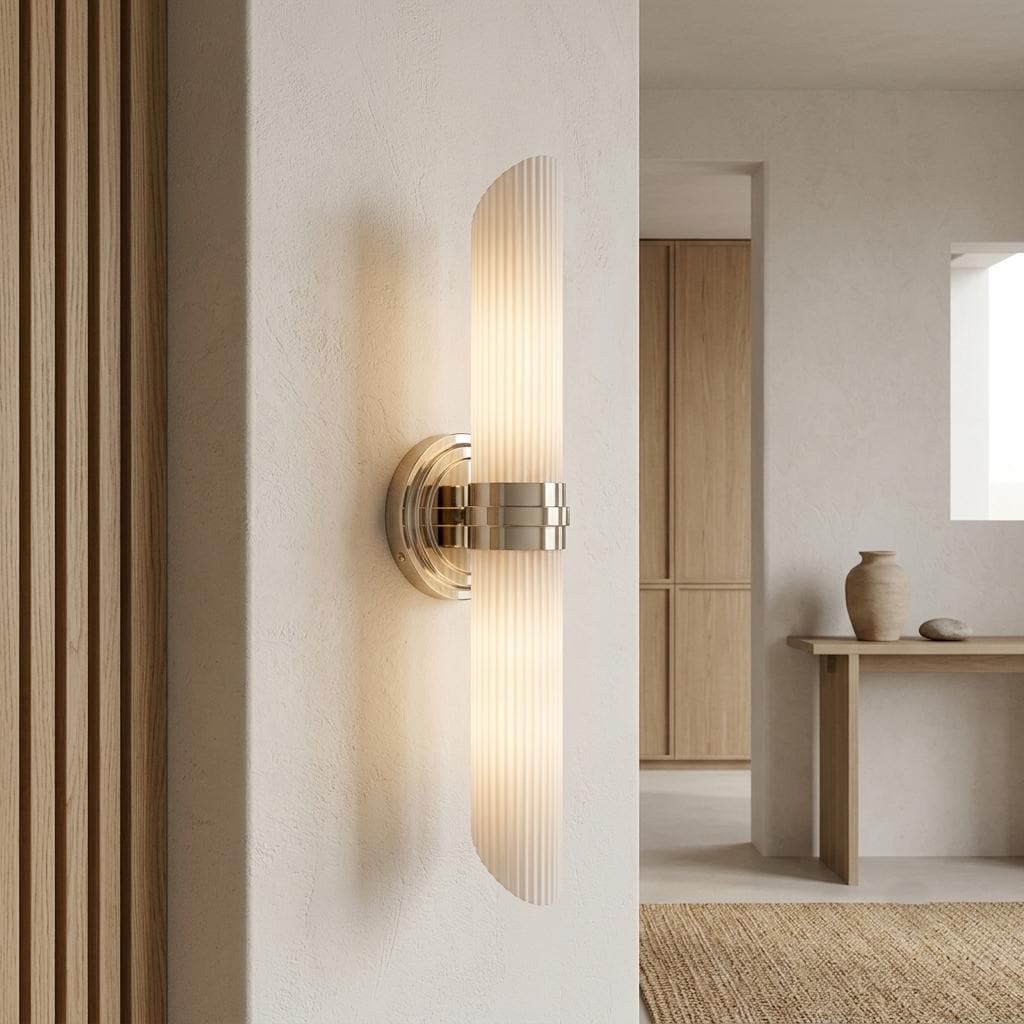 Modern Alabaster Wall Sconce, Fluted Stone Wall Light, Luxury Alabaster Lamp, Contemporary Bathroom Vanity Light, Handmade Sconce