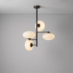 Modern Brass Opal Glass Chandelier