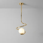 Sculptural Spiral Brass Pendant Light
