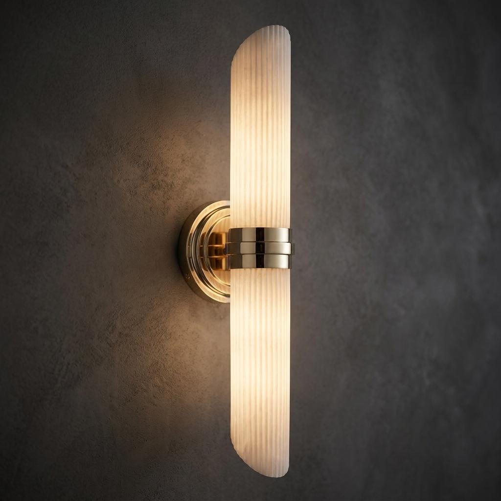 Modern Alabaster Wall Sconce, Fluted Stone Wall Light, Luxury Alabaster Lamp, Contemporary Bathroom Vanity Light, Handmade Sconce