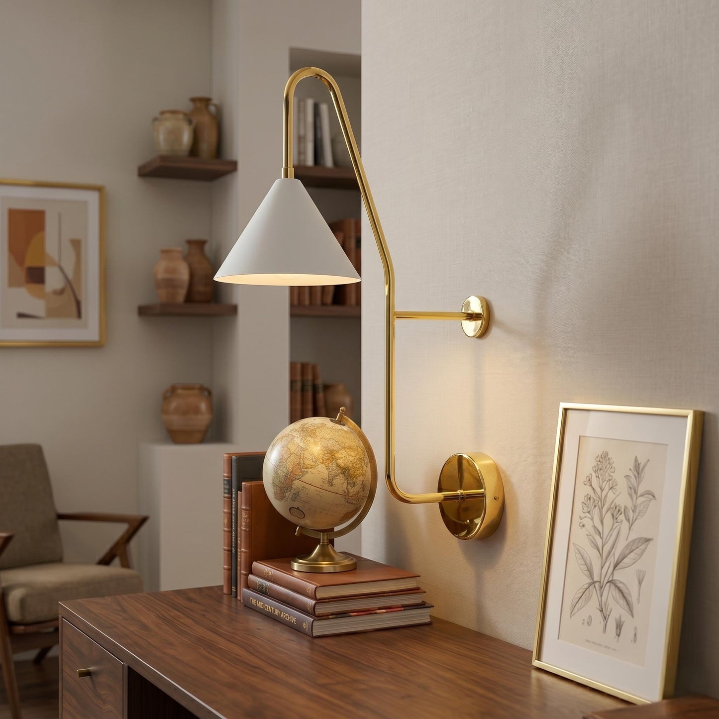 Modern Brass Swing Arm Wall Sconce – 29 Adjustable Reading Lamp Fixture