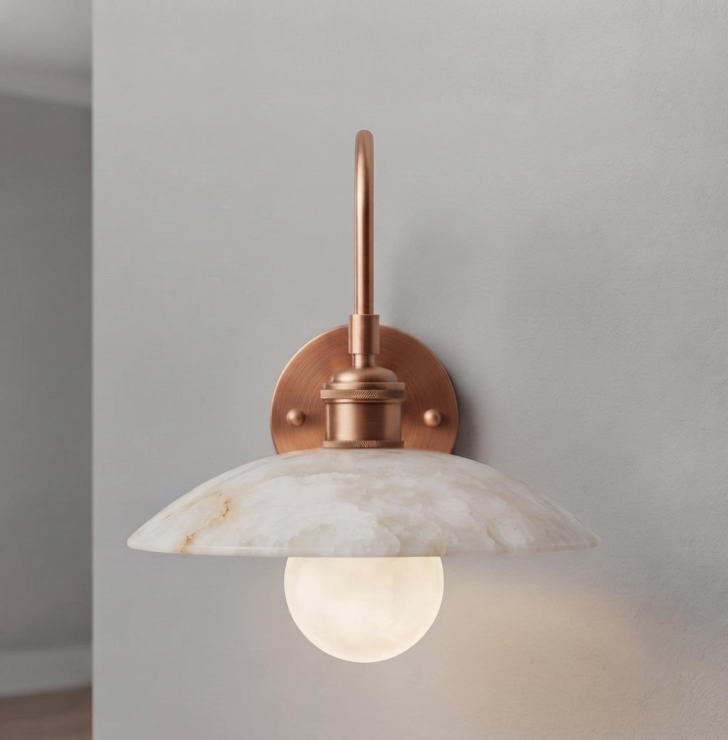 Alabaster Wall Sconce, Brass Wall Lamp, Modern Bathroom Vanity Light, Mid Century Wall Light, Luxury Bedroom Hallway Sconce