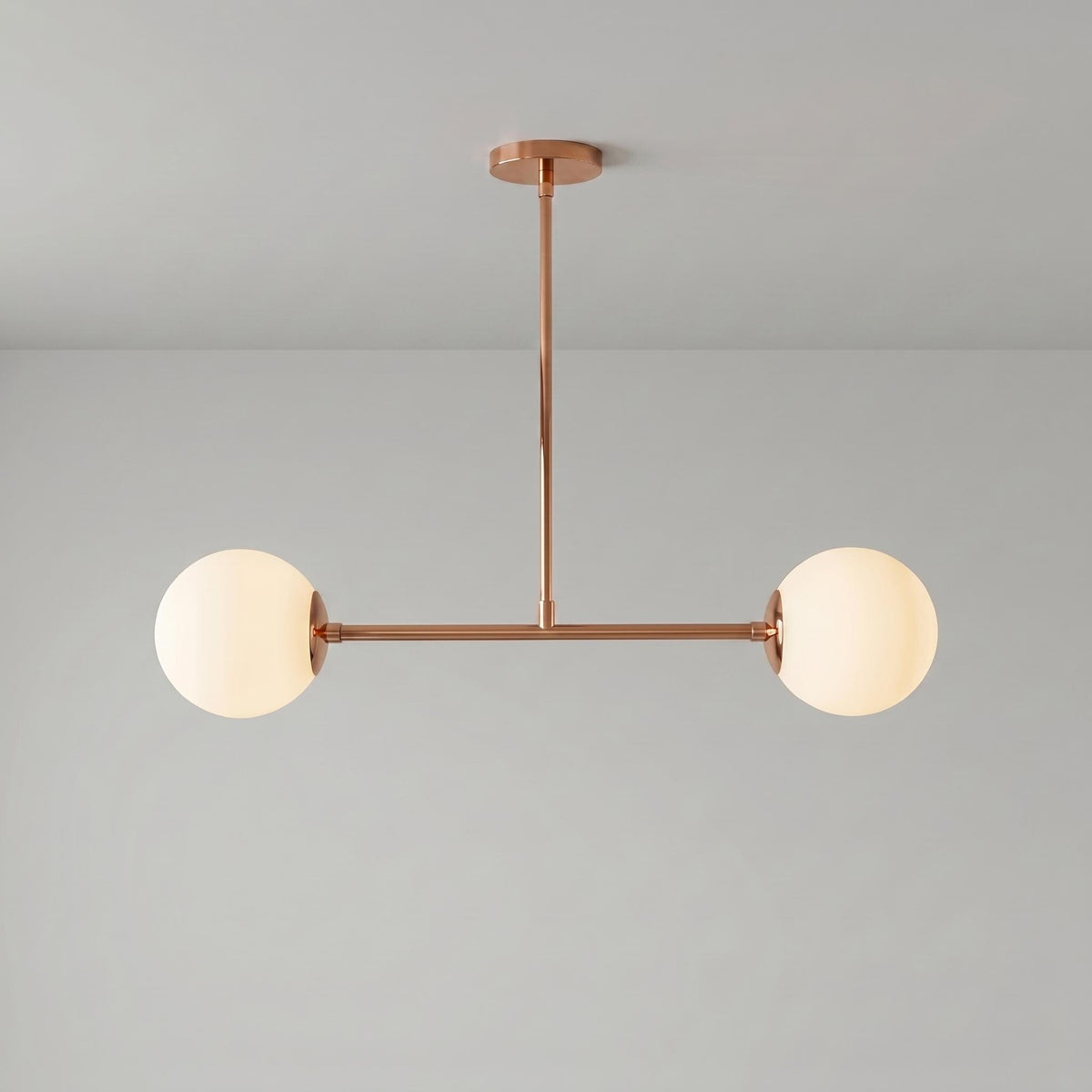 Modern Brass Double Globe Ceiling Light