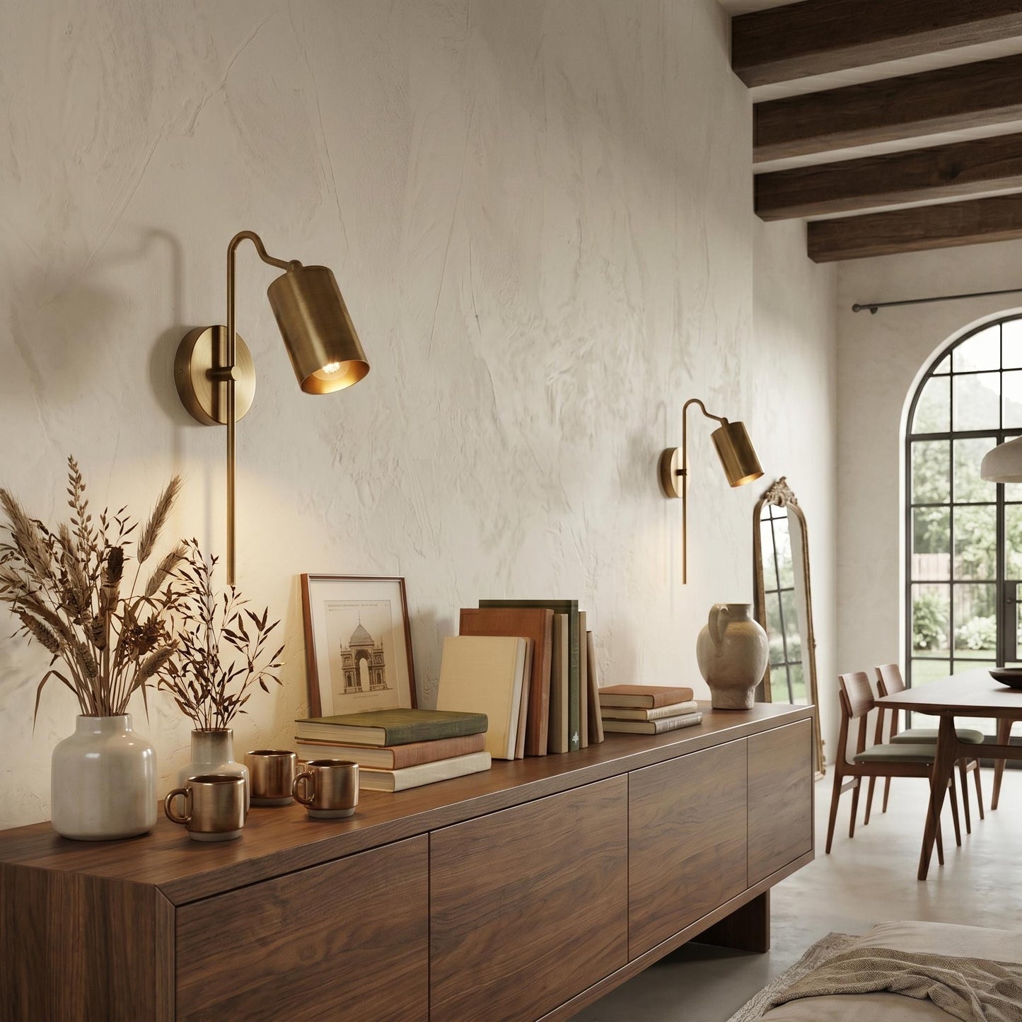 Modern Brass Adjustable Wall Sconce – Cylinder Shade Reading Light