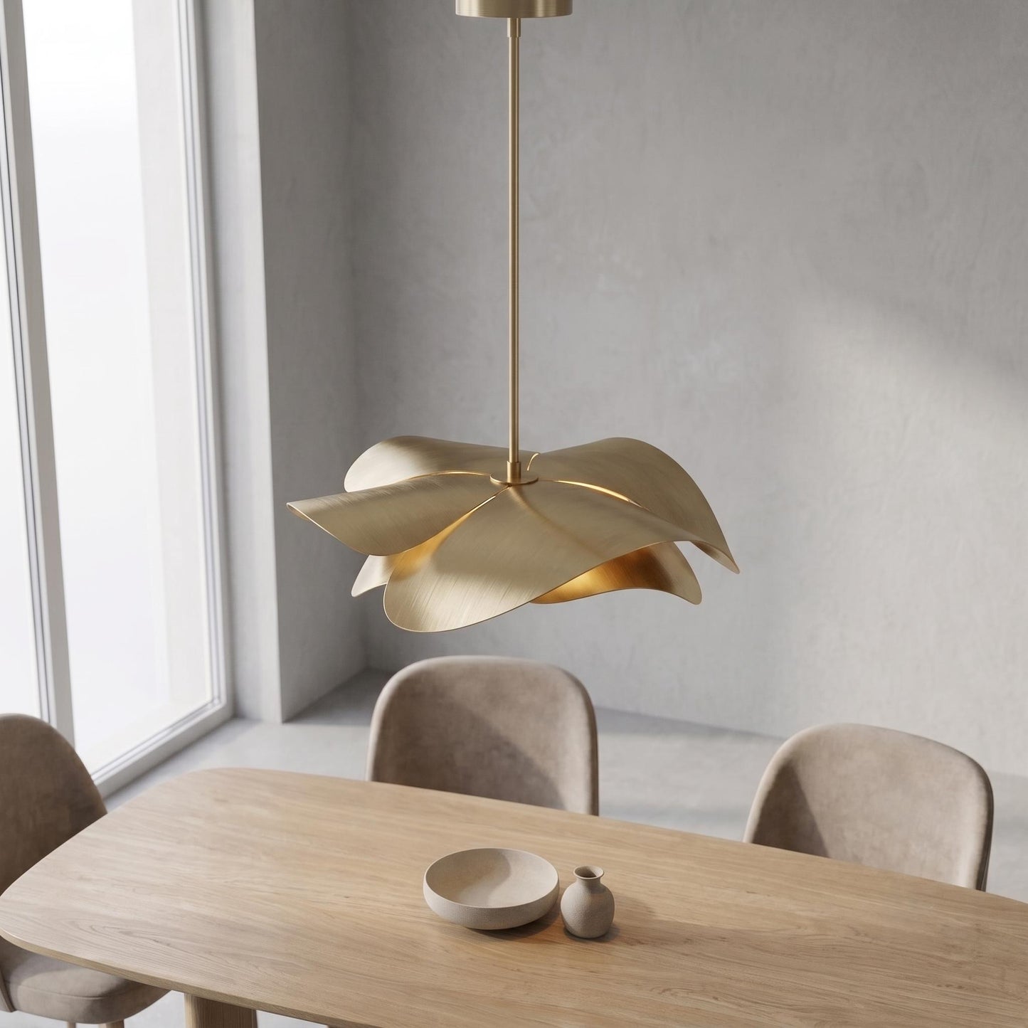 Modern Sculptural Brass Pendant Light, Artistic Brass Chandelier, Organic Leaf Ceiling Light, Designer Dining Room Pendant