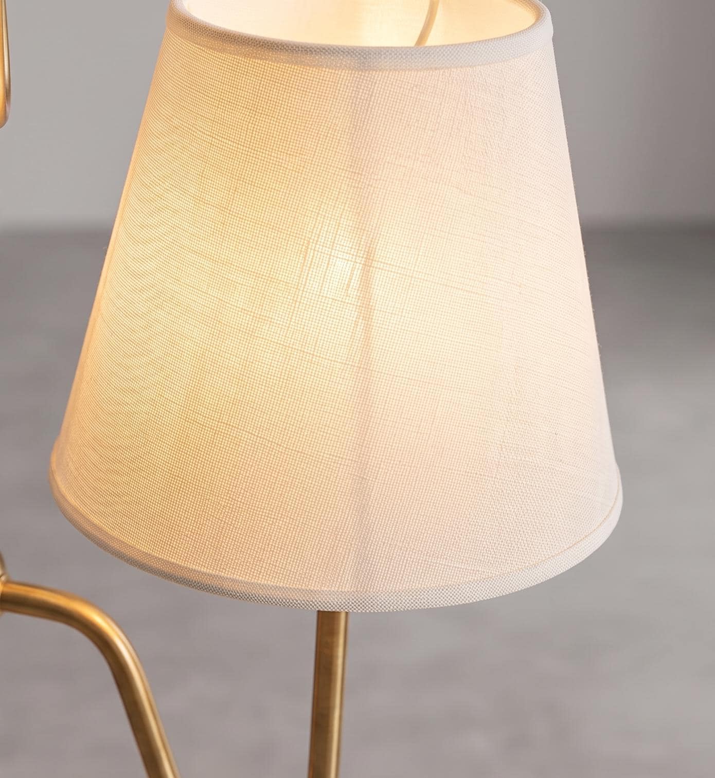 Modern Brass Floor Lamp, 3 Light Standing Lamp, Linen Shade Floor Light, Marble Base Floor Lamp, Leather Wrapped Floor Lamp, Luxury Living
