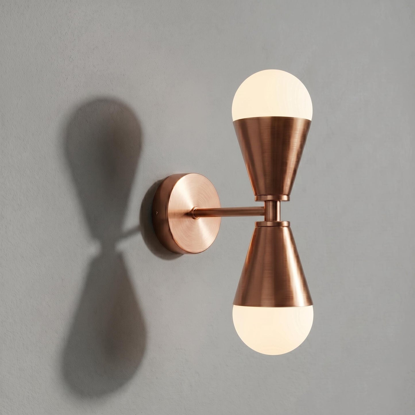 Modern Brass Double Sconce – Frosted Glass Globe Wall Lamp – Mid Century Lighting