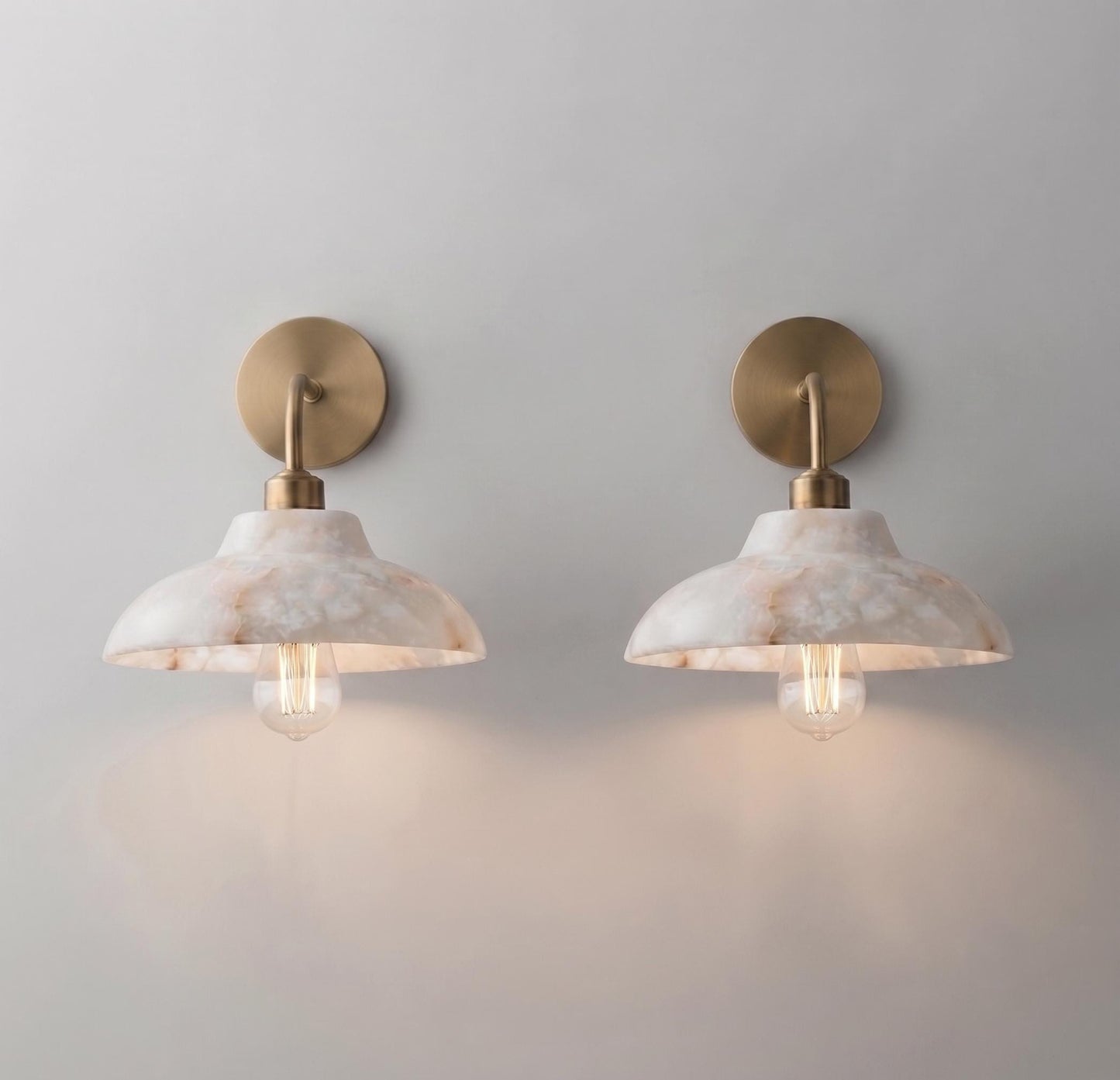 Natural Alabaster Wall Sconce, Solid Brass Wall Lamp, Modern Bathroom Vanity Light, Mid Century Bedroom Hallway Wall Lighting