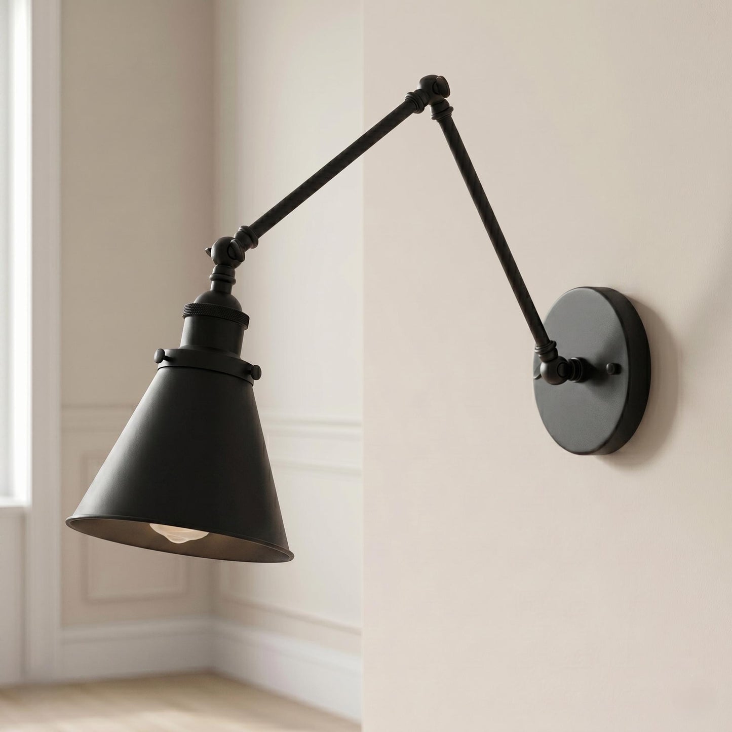 Adjustable Brass Wall Sconce, Swing Arm Wall Lamp, Industrial Brass Wall Light, Articulating Bedside Lamp, Vintage Style Wall Lighting
