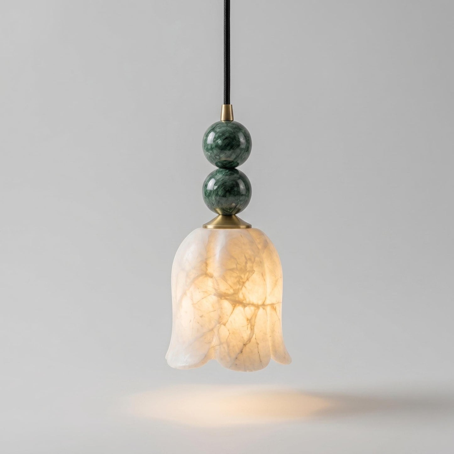Alabaster Pendant Light, Brass Hanging Lamp, Stone Beaded Pendant, Luxury Kitchen Island Lighting, Custom Fixture