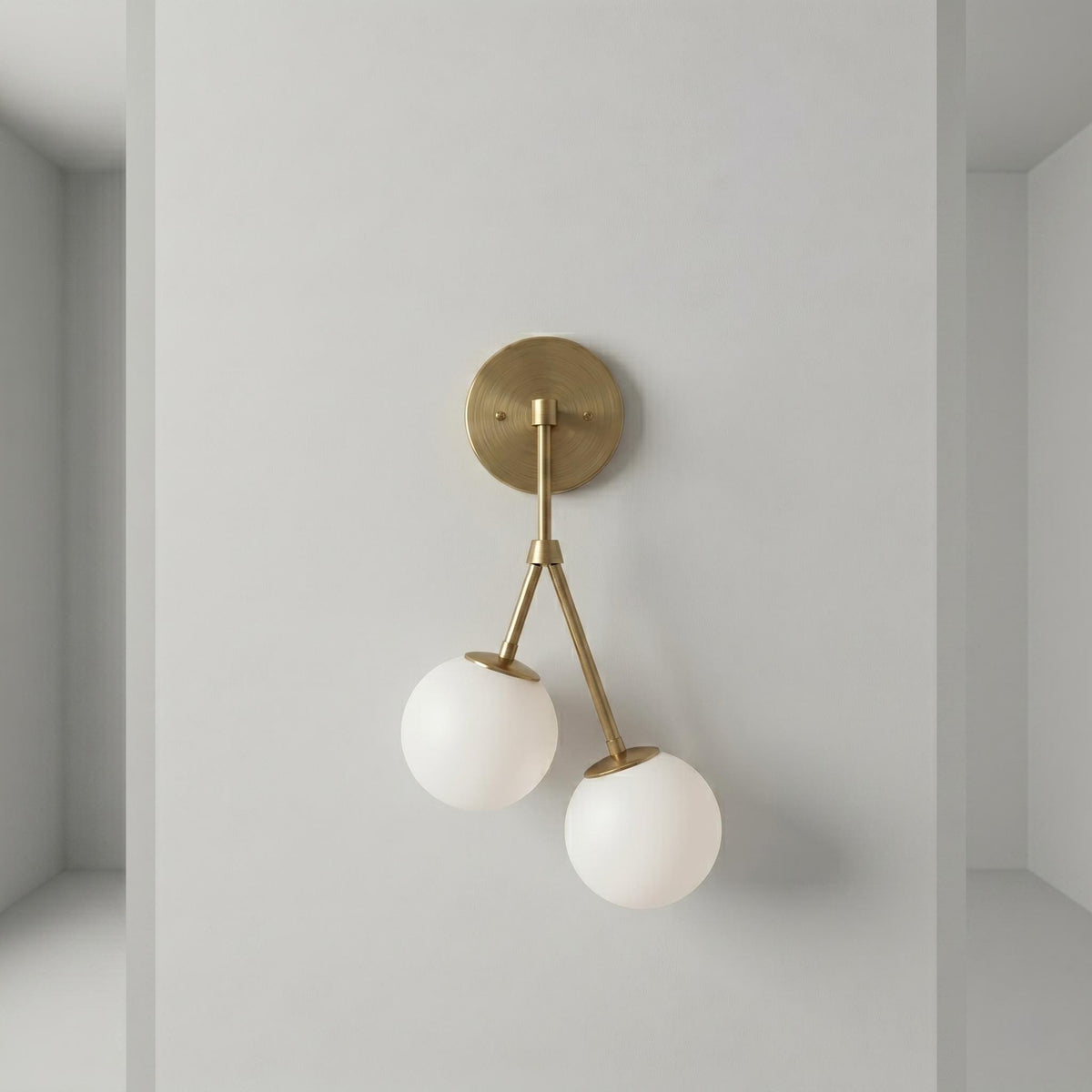 Brass Double Globe Sconce