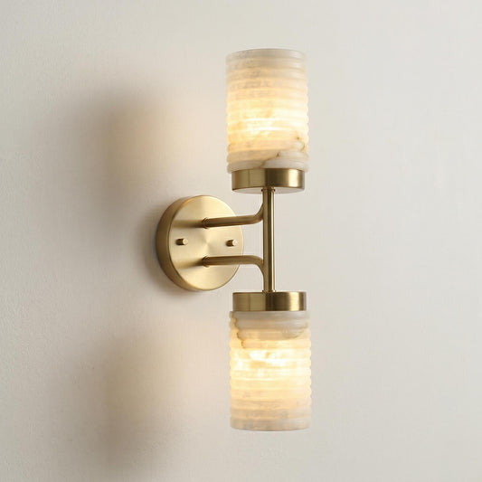 Luxury Alabaster Wall Sconce, Double Brass Wall Light, Luxury Bathroom Vanity Light, Modern Stone Sconce, Custom Finish