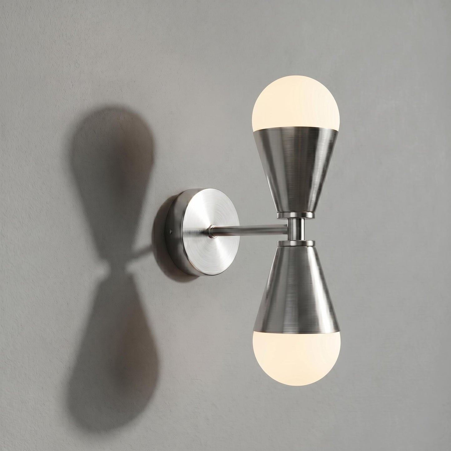 Modern Brass Double Sconce – Frosted Glass Globe Wall Lamp – Mid Century Lighting