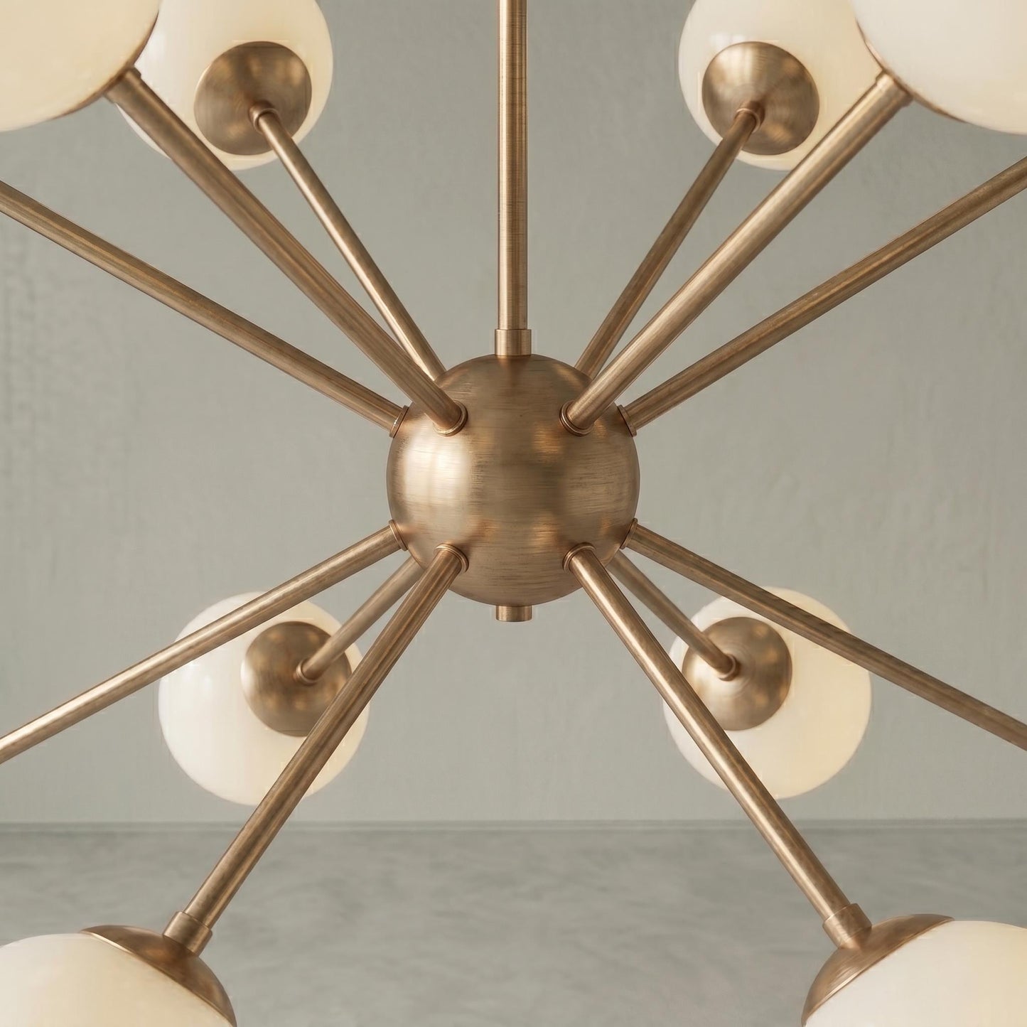 Sputnik Globe Chandelier, 12 Light Modern Chandelier, Mid Century Ceiling Light, Glass Globe Pendant, Brass Dining Room Chandelier