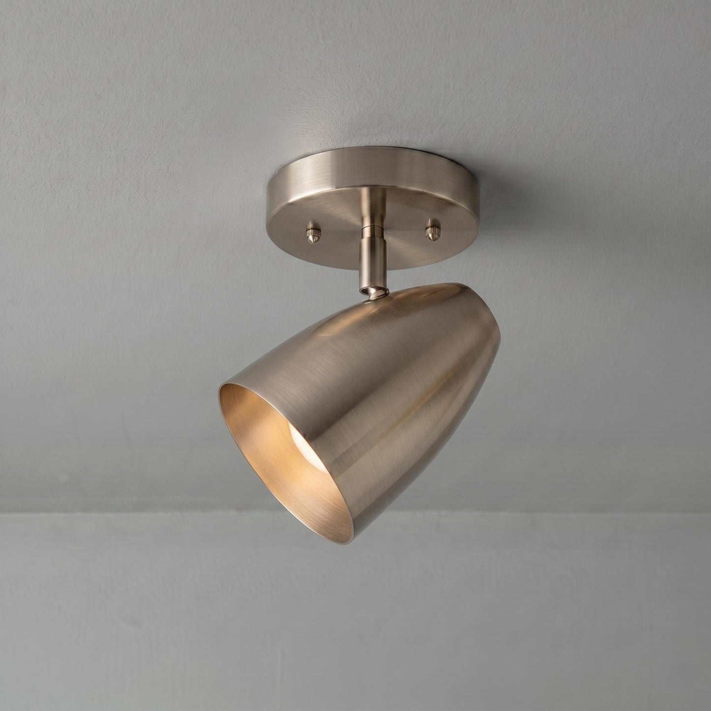 Modern Brass Spotlight Ceiling Light – Adjustable Flush Mount Fixture – Minimalist Gold Lamp