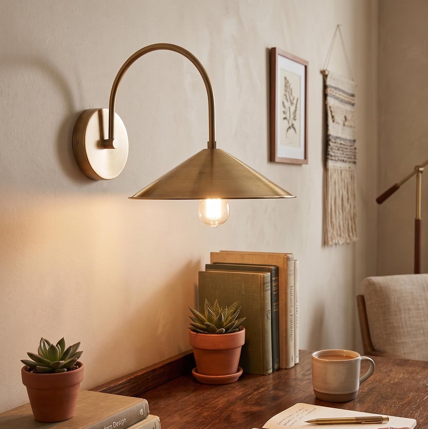 Modern Brass Dome Wall Sconce – 12 Mid Century Industrial Lamp – Kitchen Bedside Lighting Fixture