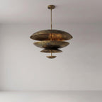 Modern Brass Tiered Chandelier