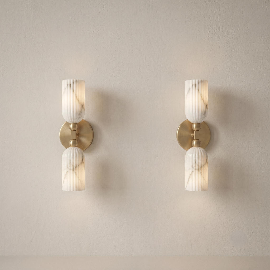Fluted Alabaster Wall Sconce
