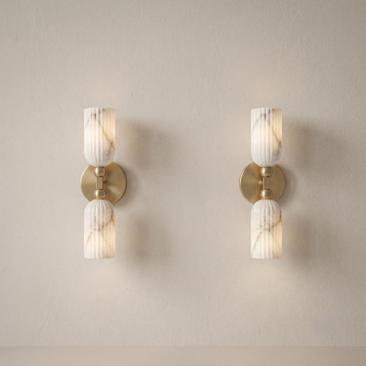 Fluted Alabaster Wall Sconce