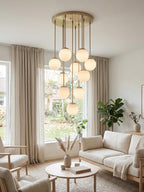 Large Brass Cluster Chandelier
