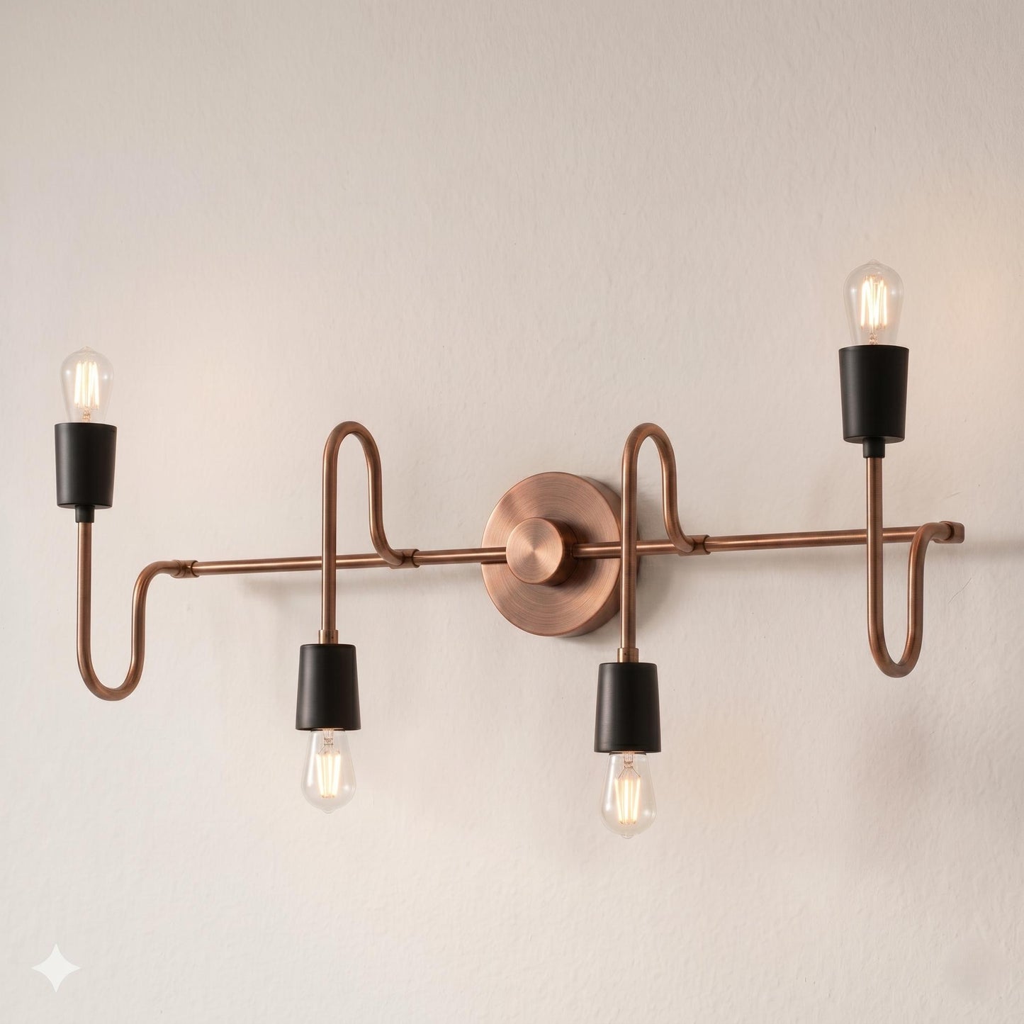 Modern Brass 4-Light Linear Wall Sconce – Industrial Mid-Century Vanity Light