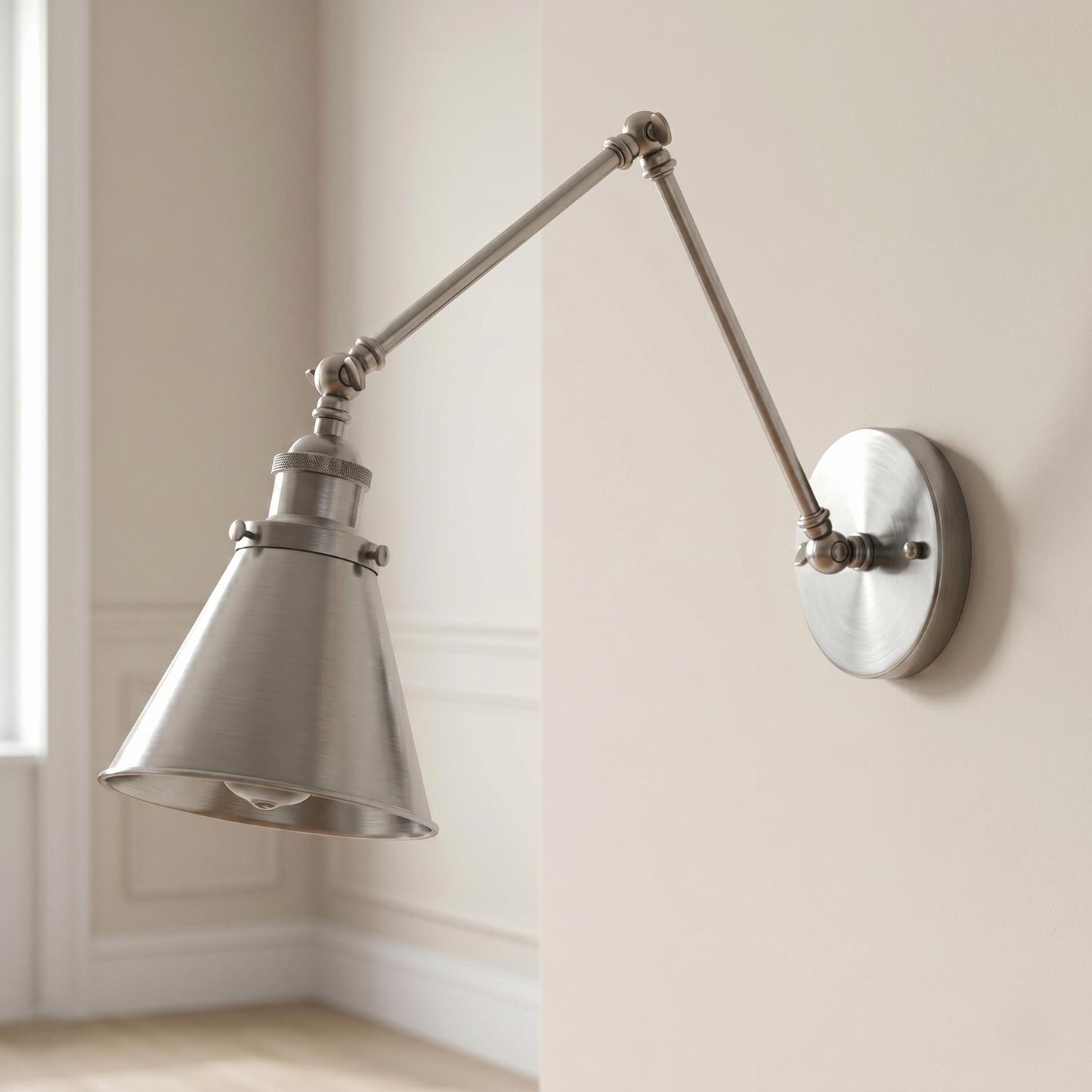 Adjustable Brass Wall Sconce, Swing Arm Wall Lamp, Industrial Brass Wall Light, Articulating Bedside Lamp, Vintage Style Wall Lighting