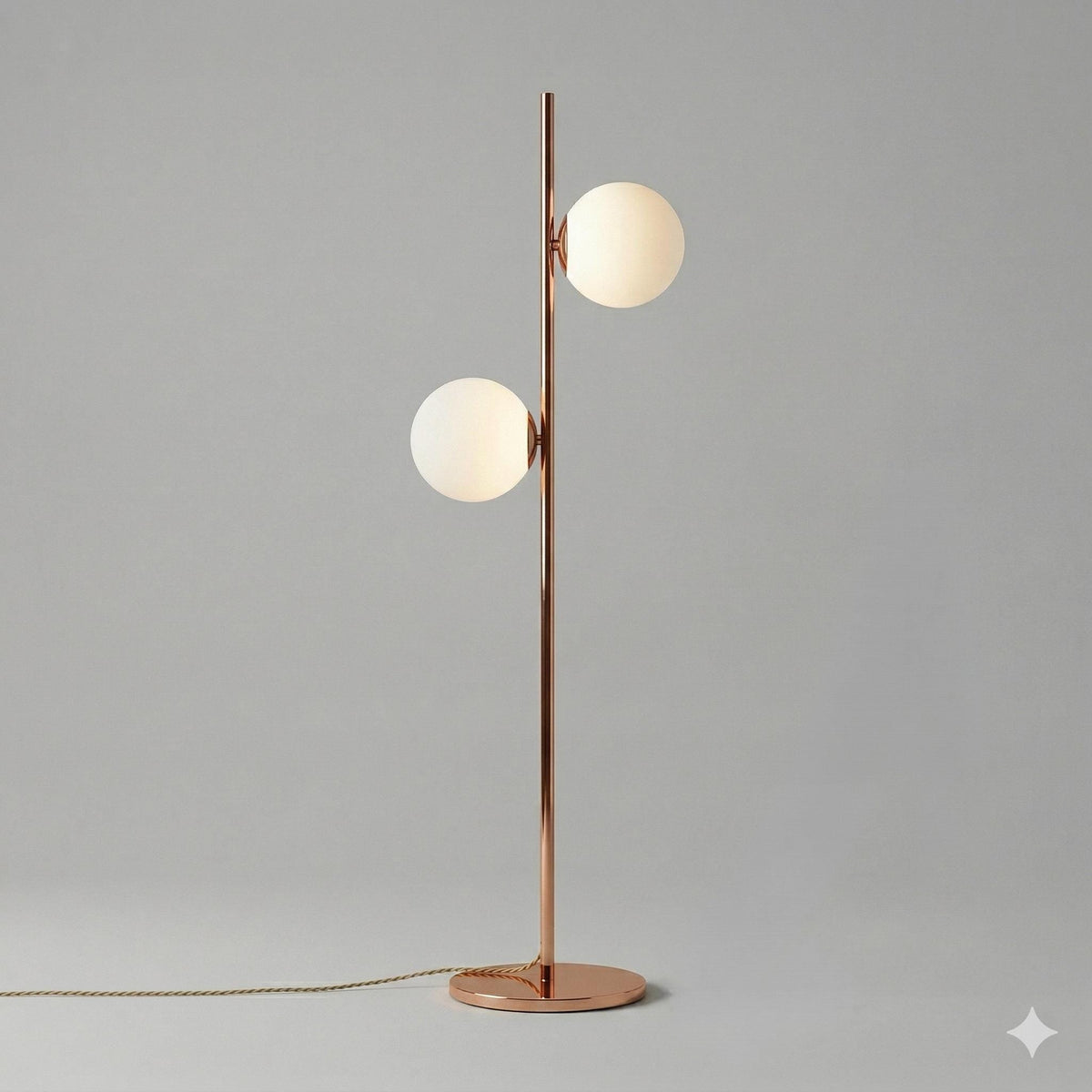 Modern Brass Double Globe Floor Lamp